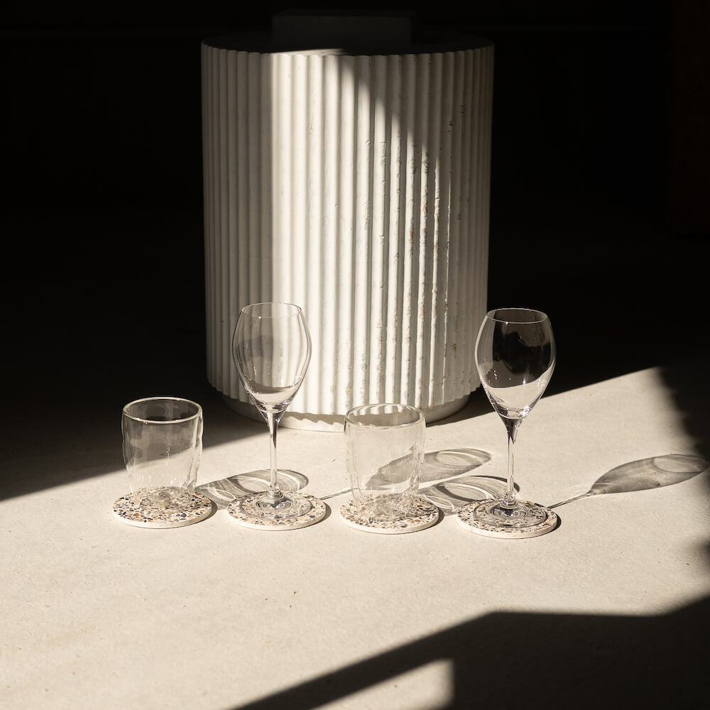 dessous de verre helios blanc moules coquillages recycles malakio