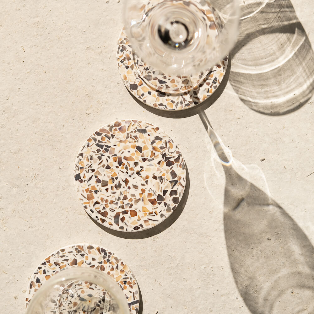 dessous de verre helios blanc moules coquillages recycles malakio