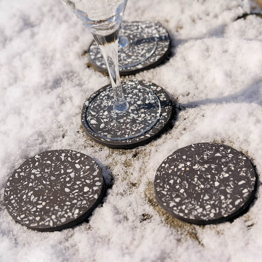 dessous de verre helios noir huitres coquillages recycles malakio hiver