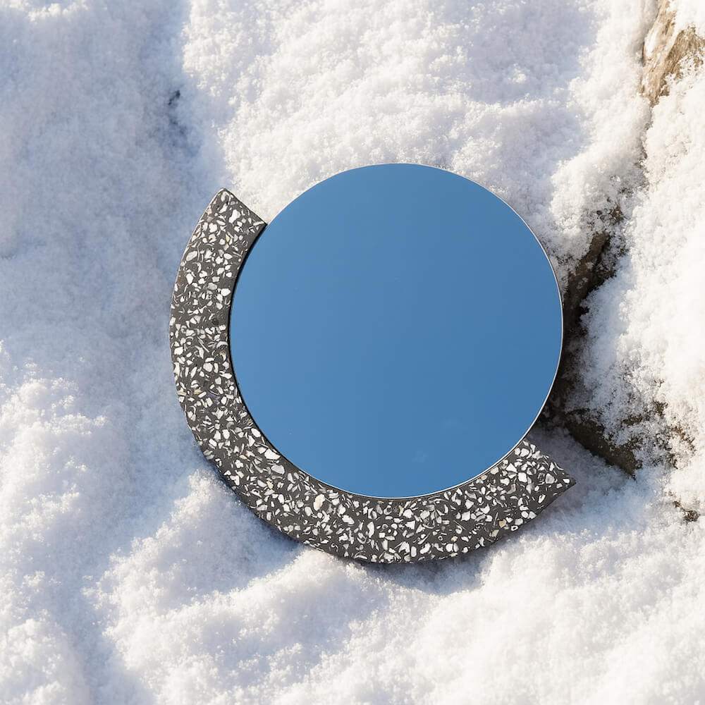 miroir loar demi-lune noir coquillages recycles malakio hiver