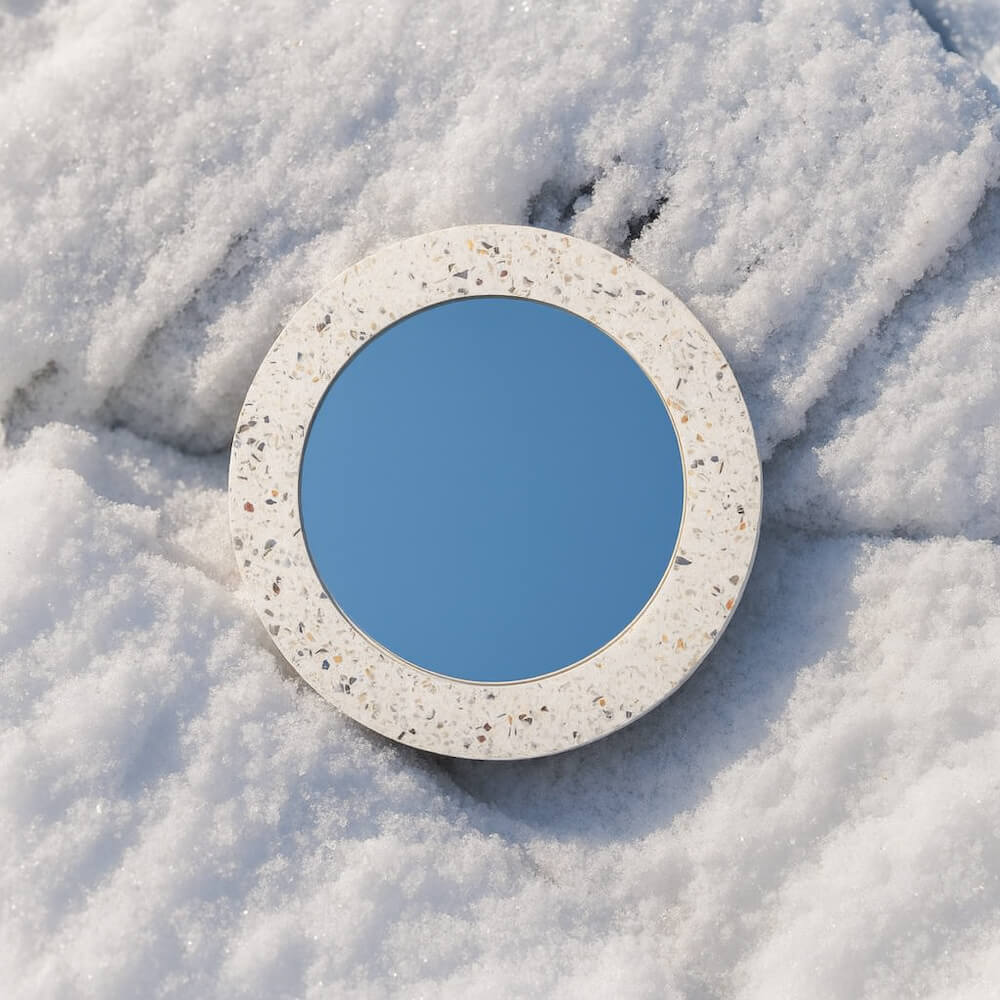 miroir loar rond blanc coquillages recycles malakio hiver