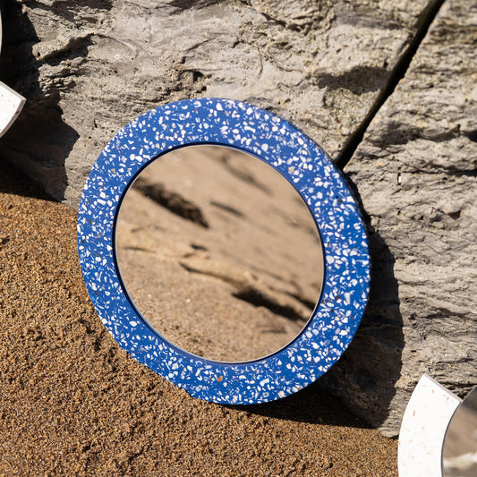 miroir loar rond bleu coquillages recycles malakio