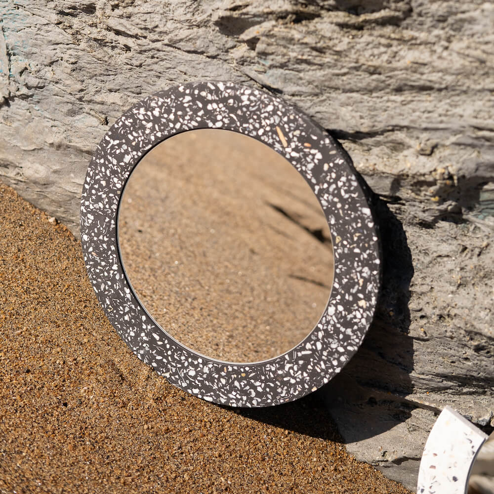 miroir loar rond noir coquillages recycles malakio