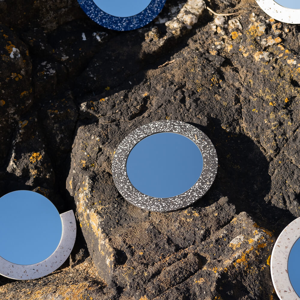 miroir loar rond noir coquillages recycles malakio
