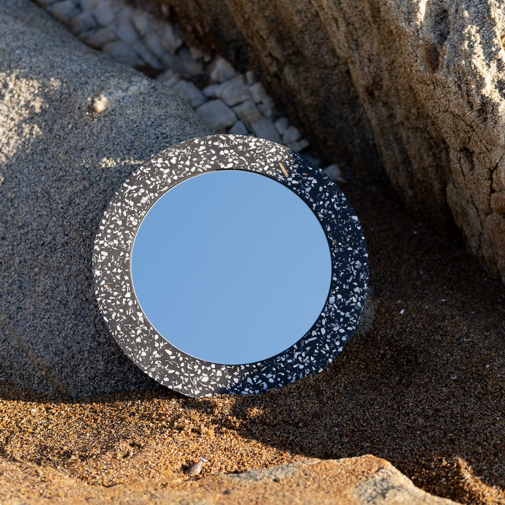 miroir loar rond noir coquillages recycles malakio