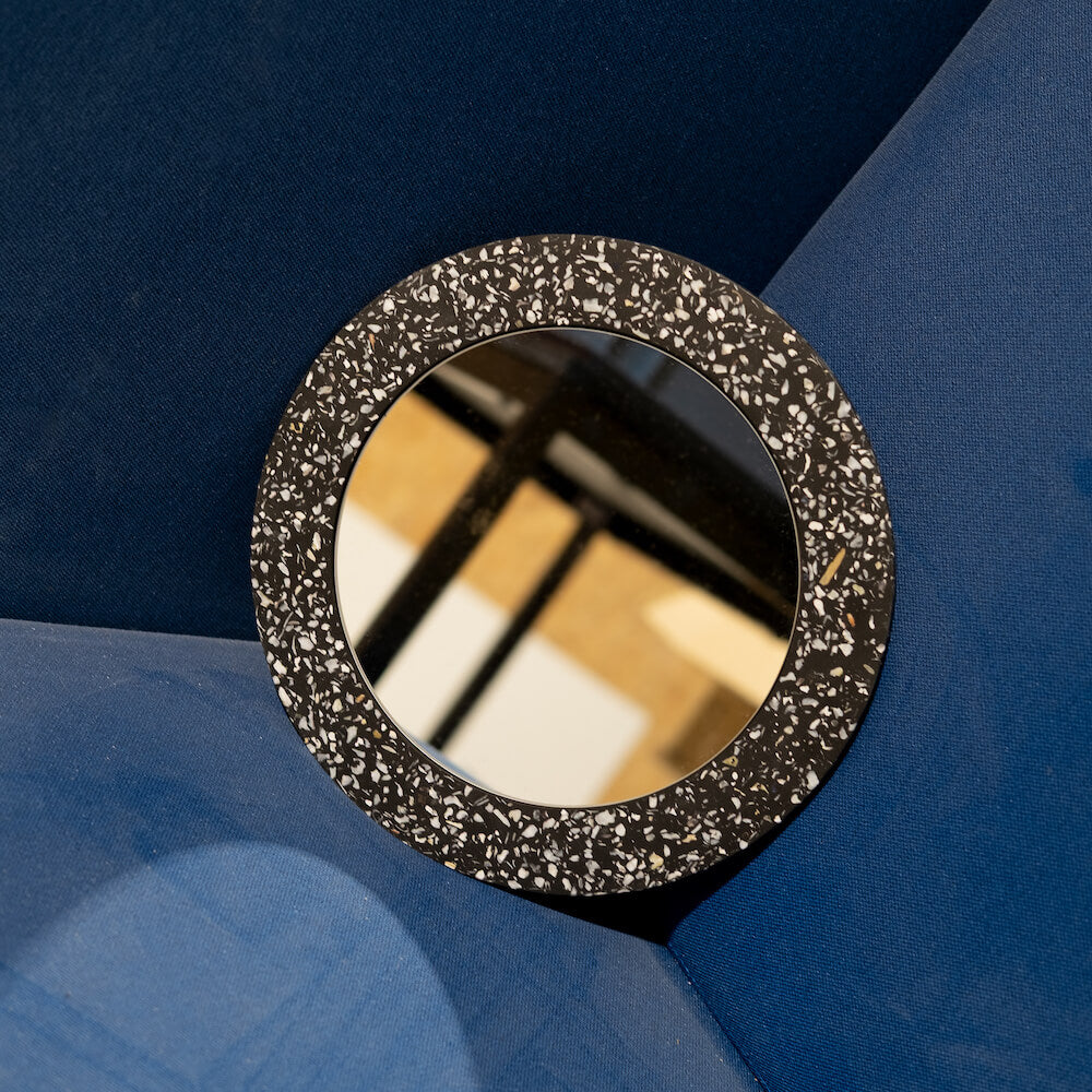 miroir loar rond noir coquillages recycles malakio