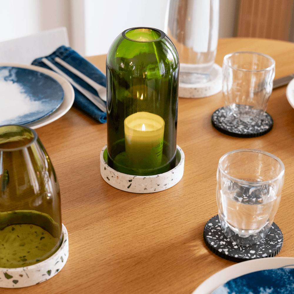 photophore vert bouteille verre coquillages recycles malakio