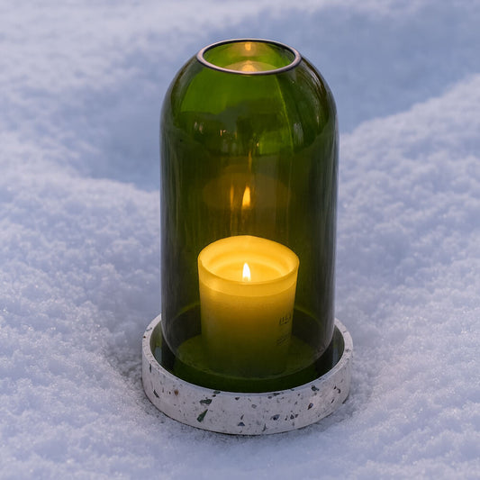 photophore vert bouteille verre coquillages recycles malakio hiver