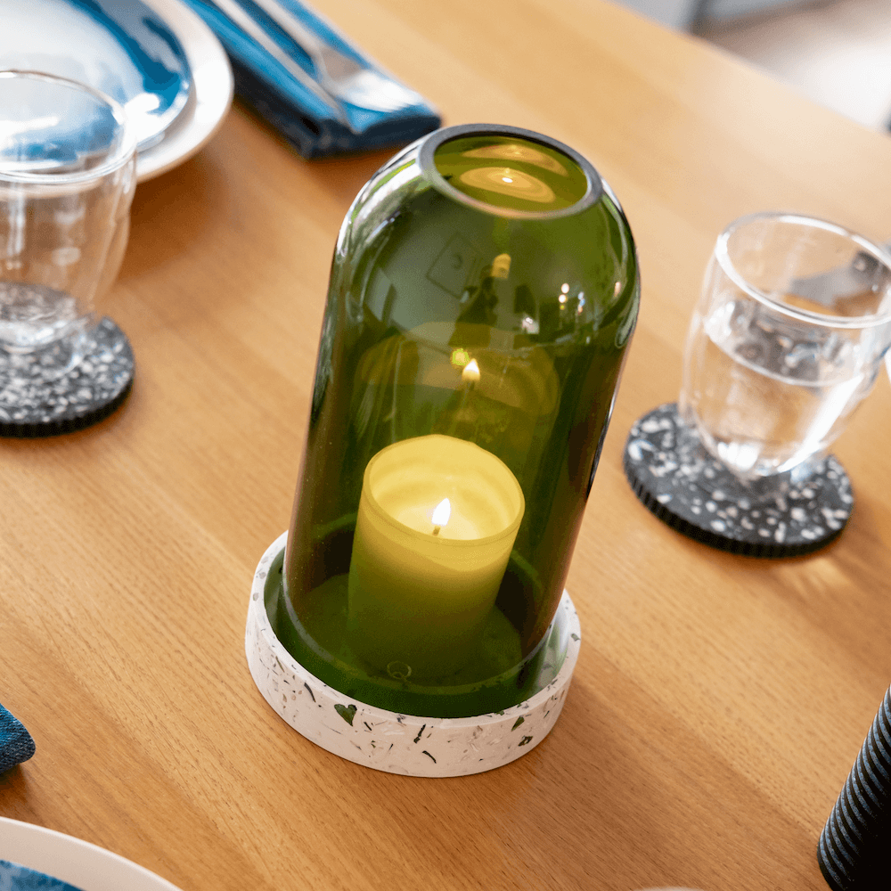photophore vert bouteille verre coquillages recycles malakio