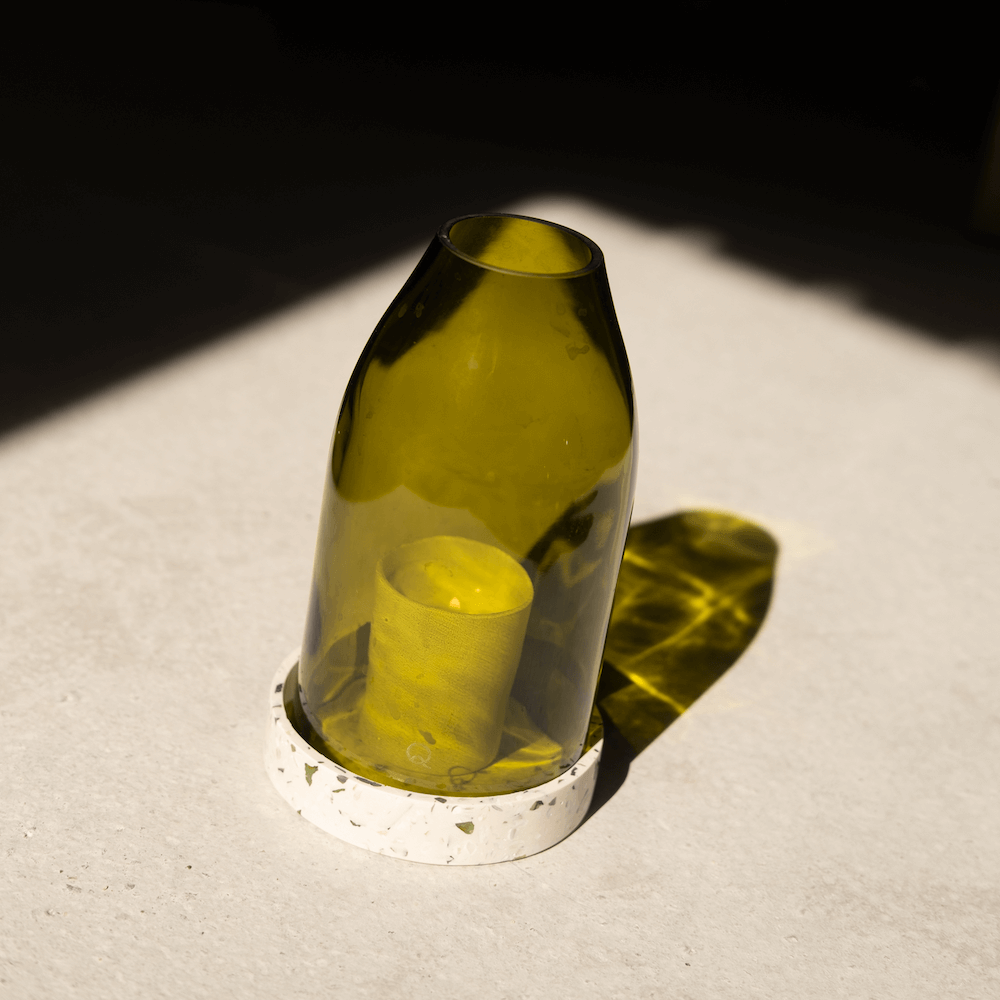 photophore vert feuille morte verre coquillages recycles malakio