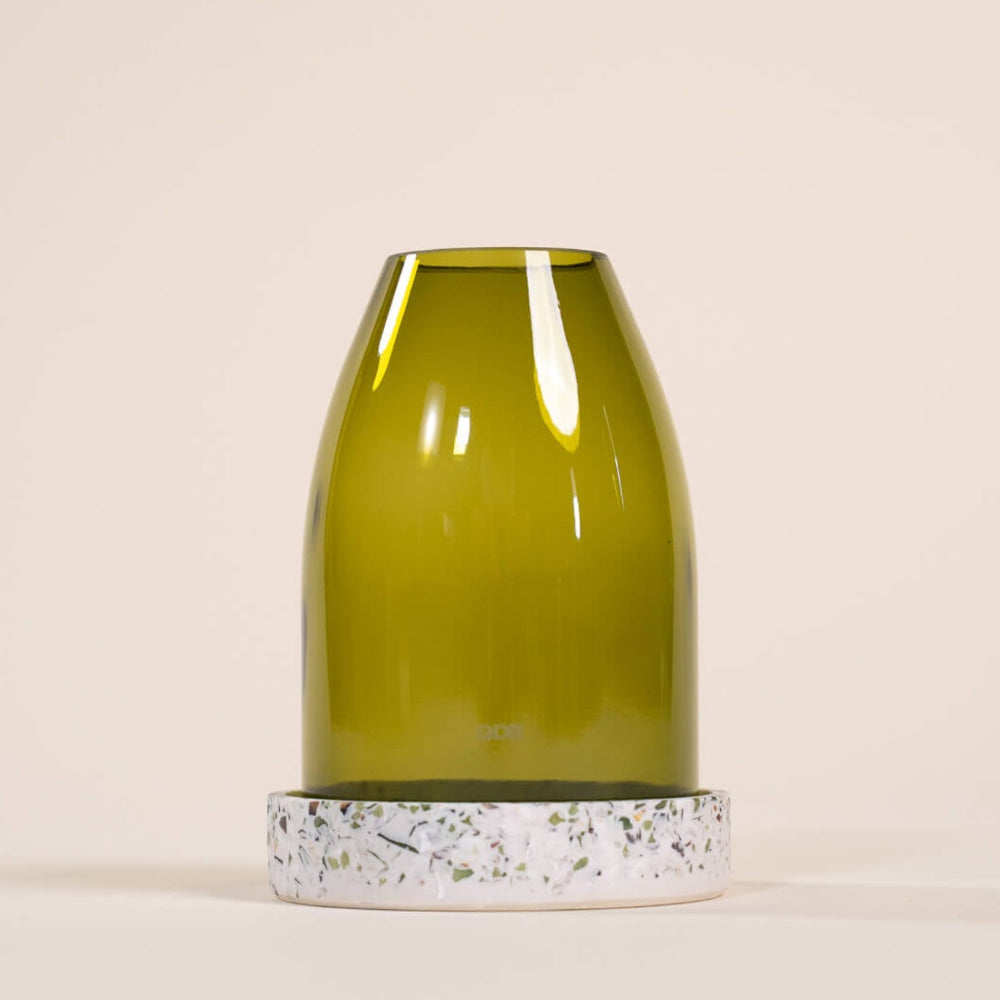 photophore vert feuille morte verre coquillages recycles malakio