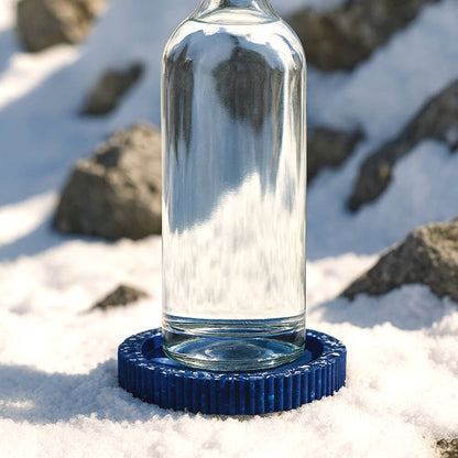 socle bouteille colosse bleu coquillages recycles malakio hiver