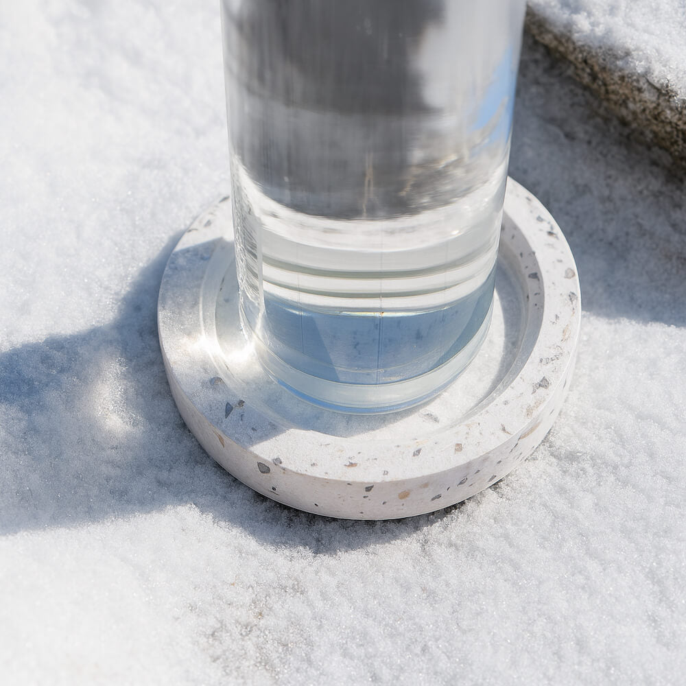 socle de bouteille helios blanc coquillages recycles malakio hiver