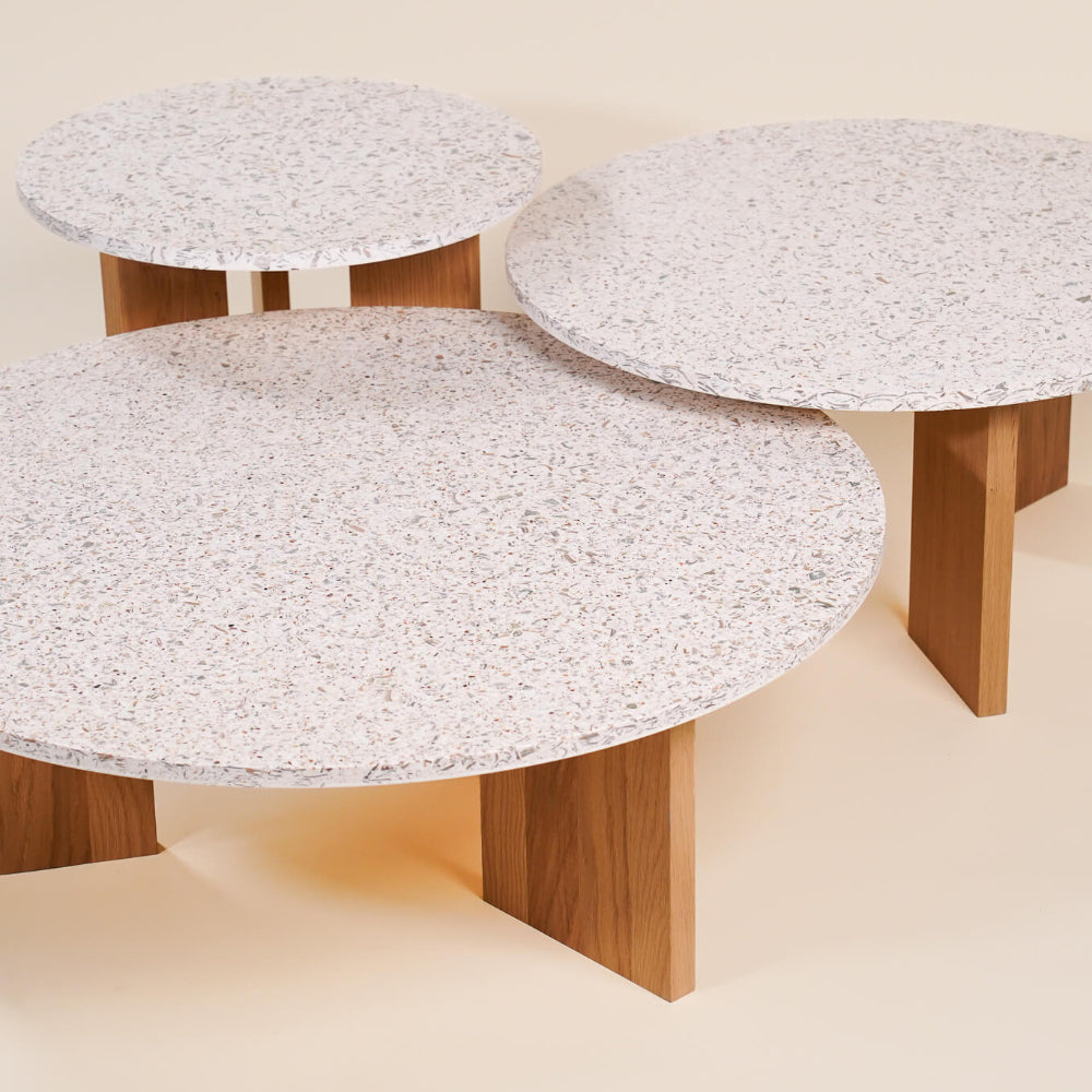 table basse platine abyss chene massif clair coquillages recycles mixte malakio gllu