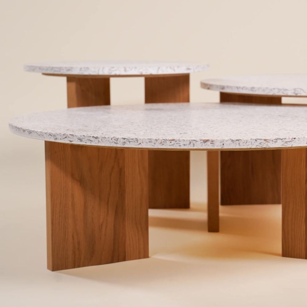 table basse platine abyss chene massif clair coquillages recycles mixte malakio gllu