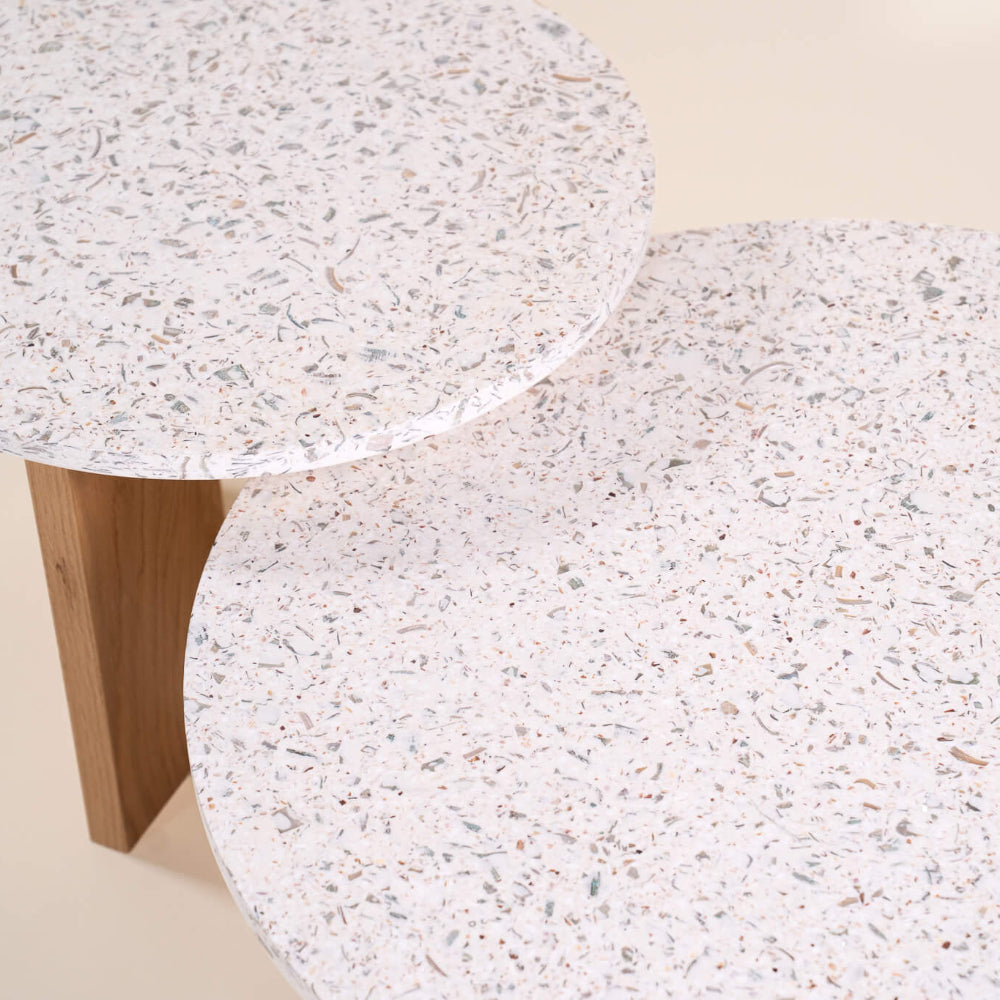table basse platine abyss chene massif clair coquillages recycles mixte malakio gllu