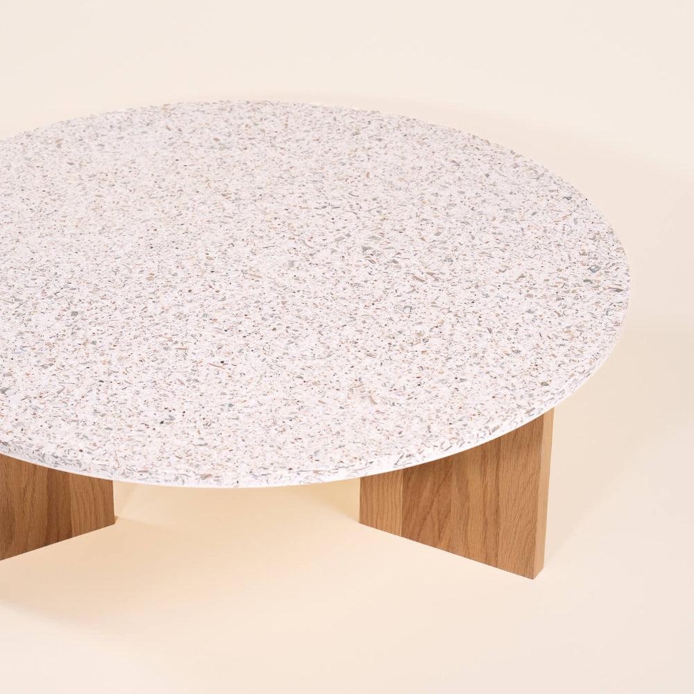 table basse platine abyss chene massif clair coquillages recycles mixte malakio gllu
