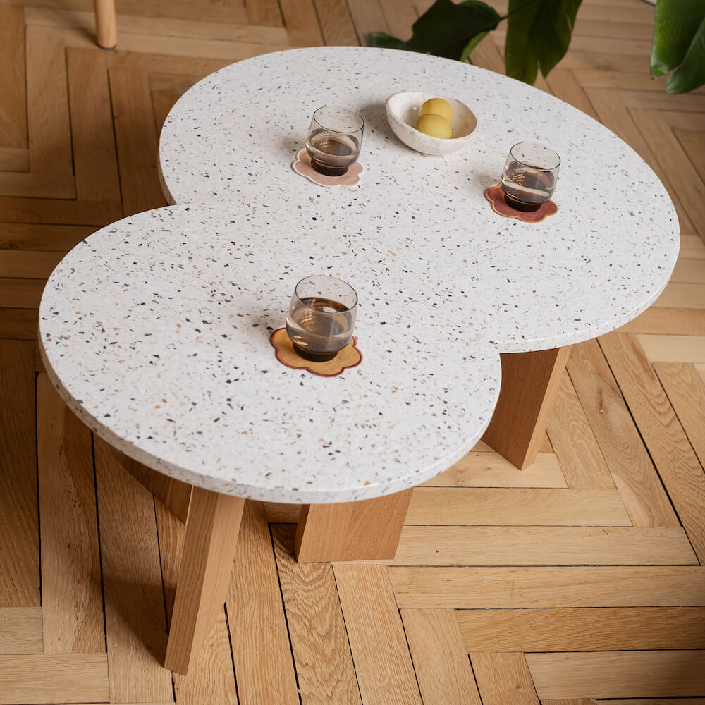 table basse platine chene massif clair coquillages recycles mixte malakio gllu