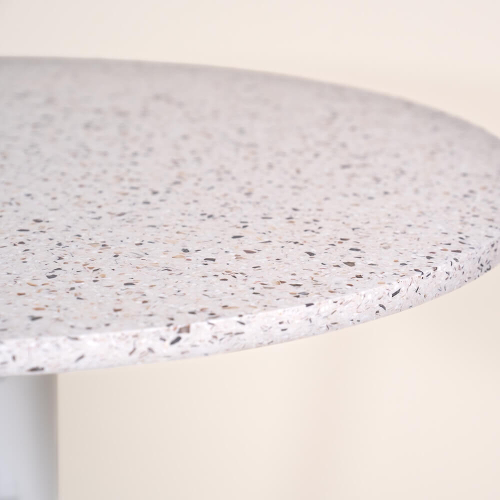 table bistrot iroise blanc coquillages recycles malakio