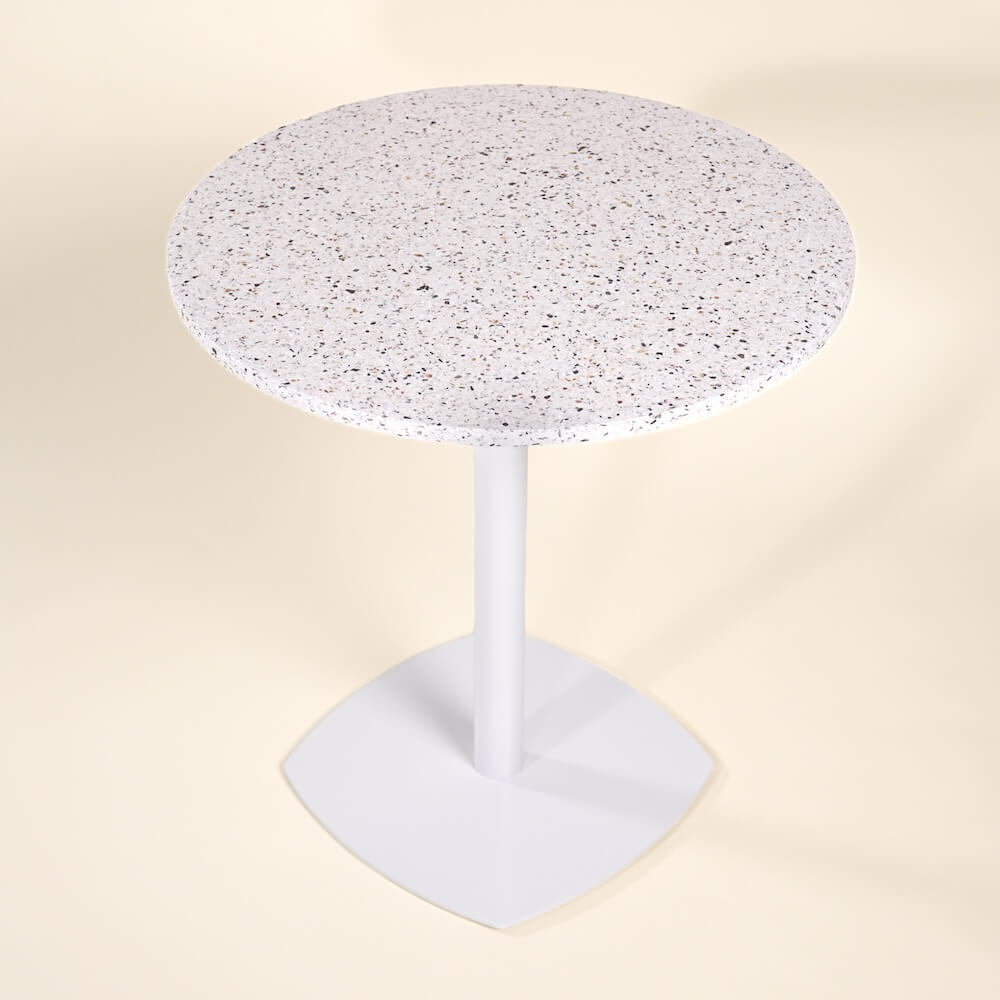 table bistrot iroise blanc coquillages recycles malakio
