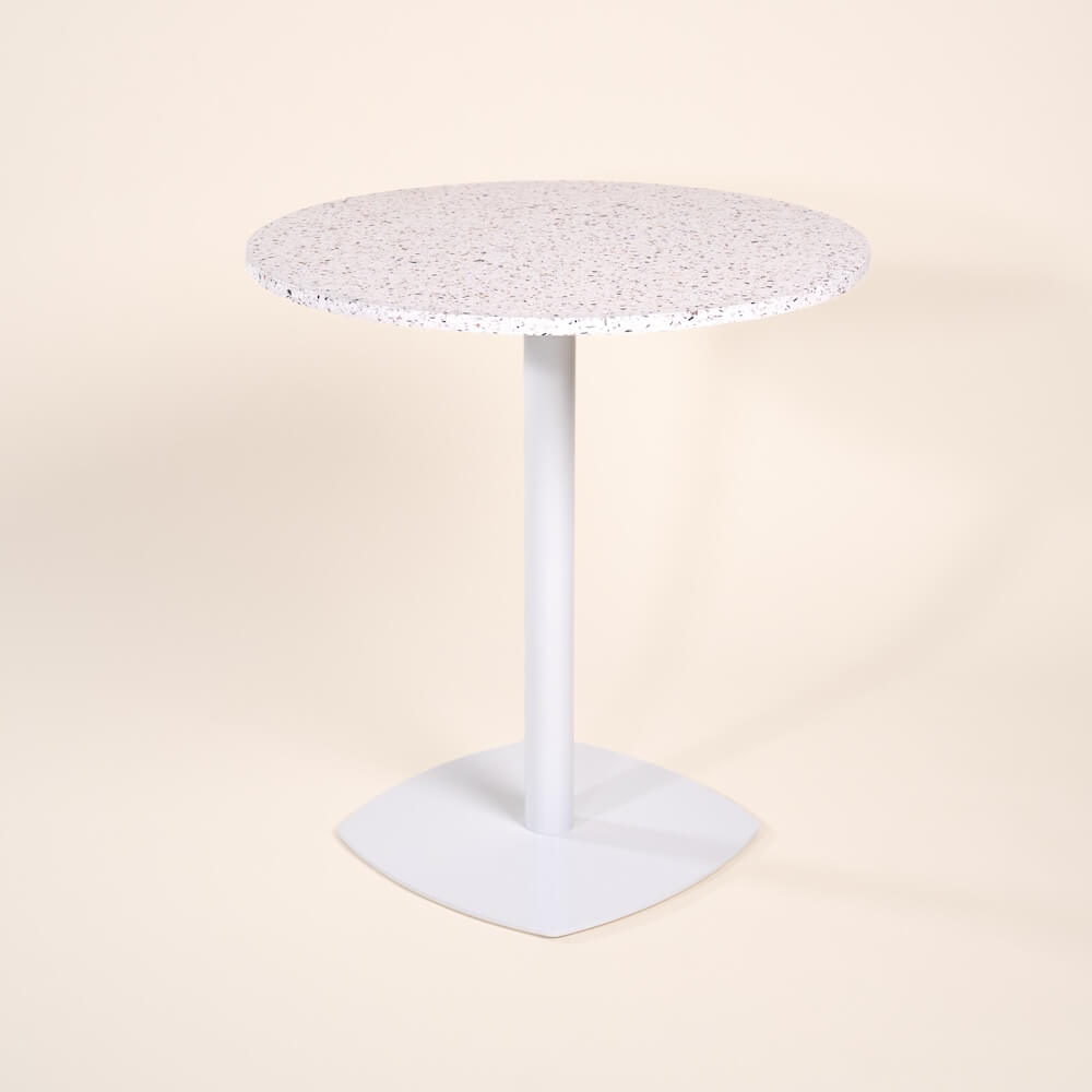 table bistrot iroise blanc coquillages recycles malakio
