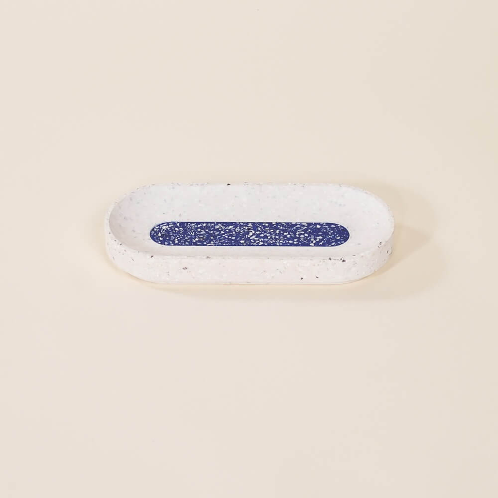 vide-poche loar blanc bleu coquillages recycles malakio