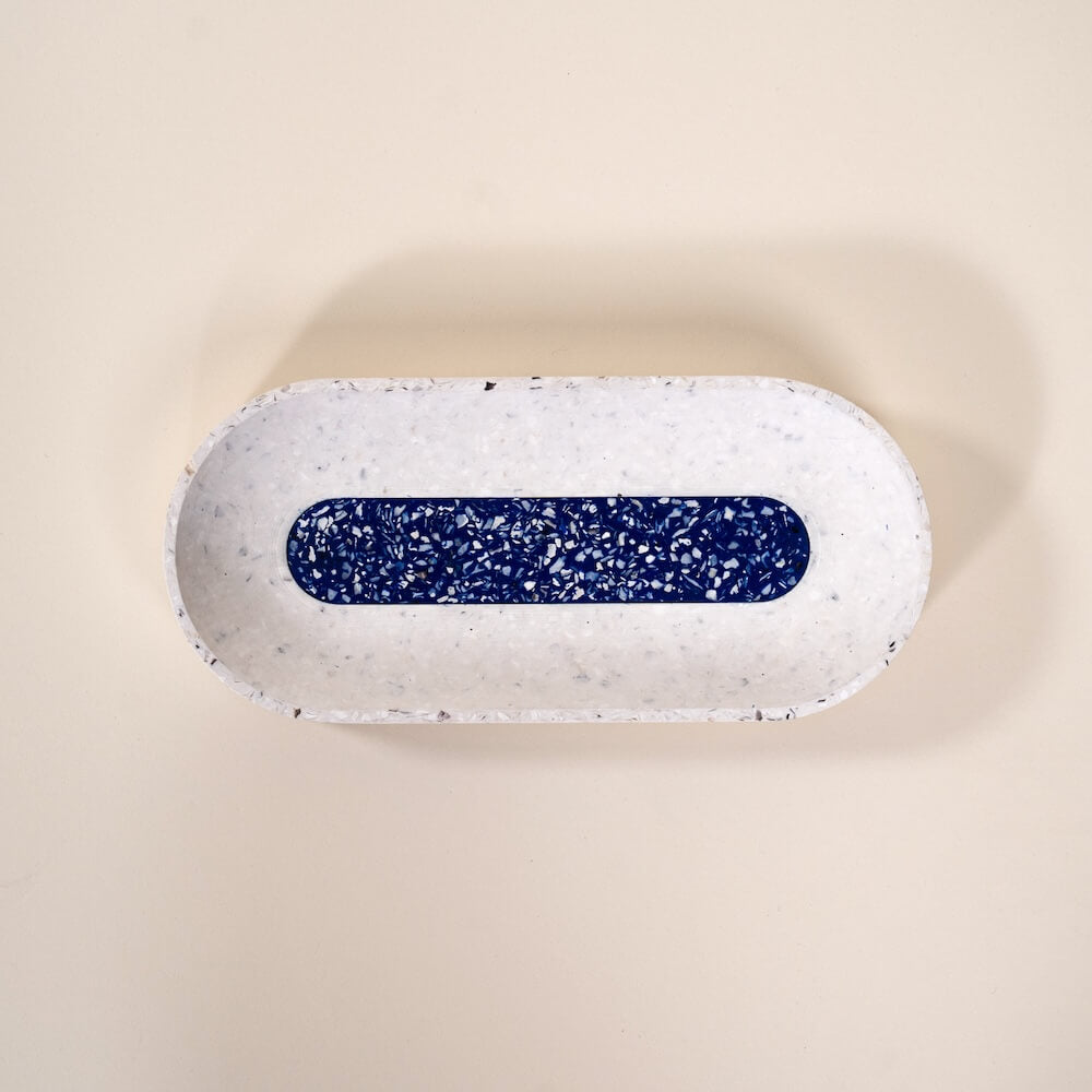vide-poche loar blanc bleu coquillages recycles malakio