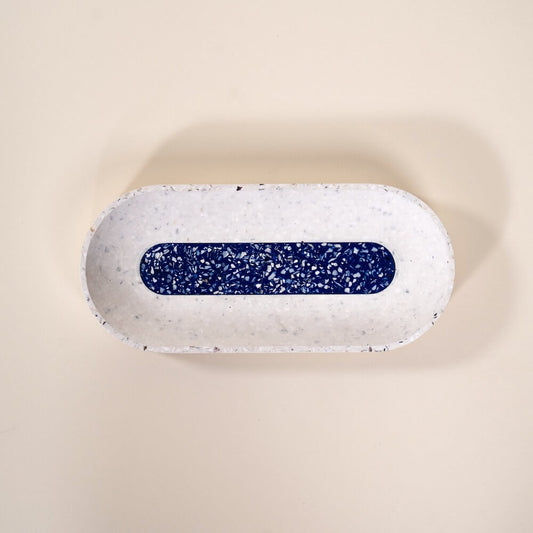 vide-poche loar blanc bleu coquillages recycles malakio